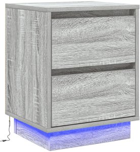 vidaXL Szafka nocna z LED-ami Szary Sonoma 39x34,5x50 cm 2