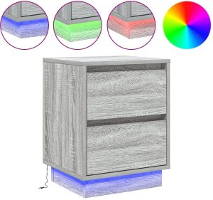 vidaXL Szafka nocna z LED-ami Szary Sonoma 39x34,5x50 cm 4