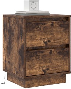 vidaXL Szafka nocna z taśmą LED wędzona dąb 39x34.5x50 cm 3