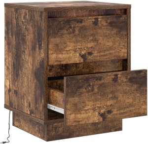vidaXL Szafka nocna z taśmą LED wędzona dąb 39x34.5x50 cm 5