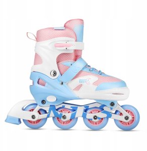 NA0189 ZESTAW LED ŁYŻWOROLKI OCHRANIACZE MOONBEAM BIAŁE ROZM. M(35-38) NILS EXTREME 3