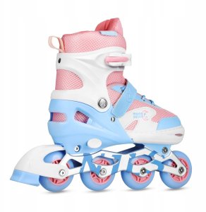 NA0189 ZESTAW LED ŁYŻWOROLKI OCHRANIACZE MOONBEAM BIAŁE ROZM. M(35-38) NILS EXTREME 5