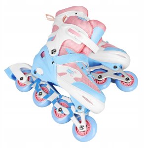 NA0189 ZESTAW LED ŁYŻWOROLKI OCHRANIACZE MOONBEAM BIAŁE ROZM. M(35-38) NILS EXTREME 7