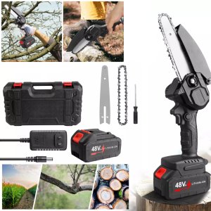 Akumulatorowa Piła Łańcuchowa 6 Mini Pilarka Gałęziowa 850W, 2x Akumulator, Łańcuch 7