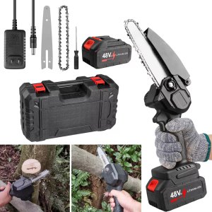 Akumulatorowa Piła Łańcuchowa 6 Mini Pilarka Gałęziowa 850W, 2x Akumulator, Łańcuch 10