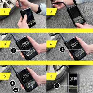 Kompresor Samochodowy Pompka Elektryczna Przenośna Sprężarka Powietrza LED 14