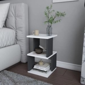 Naktinis staliukas Asir, 29,6x29,6x49,4 cm, pilkas/baltas 1