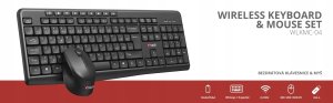 Klawiatura + mysz C-Tech C-TECH klawiatura z myszą WLKMC-04 Bezprzewodowy zestaw 2.4GHz CZ czarny 3