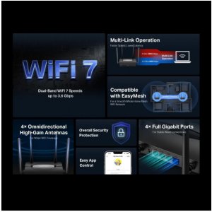 MERCUSYS MR25BE EasyMesh WiFi7 router (BE3600, 2,4GHz/5GHz,1xGbEWAN,3xGbELAN) 1