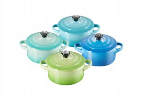 Le Creuset Stoneware Set of 4 petite Casseroles 10x5cm ocean 2