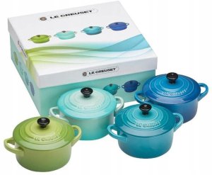 Le Creuset Stoneware Set of 4 petite Casseroles 10x5cm ocean 7
