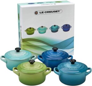Le Creuset Stoneware Set of 4 petite Casseroles 10x5cm ocean 10