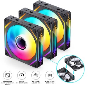 Jonsbo ZL-120B PWM ARGB Lüfter 3er Pack, reguläre Ausrichtung - 120mm, schwarz 2