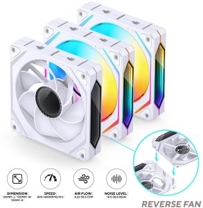 Jonsbo ZL-120WR PWM ARGB Lüfter 3er Pack, umgekehrte Ausrichtung - 120mm, weiß 2