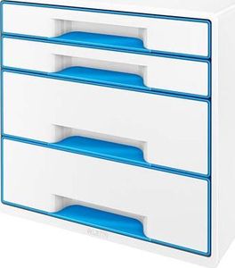 Leitz LEITZ CUBE WOW Schubladen Box perlweiss-blau mit 4 Schubladen. Robust und stabil in ansprechendem 2-farbigem WOW Design in Hochglanz - 52132036 1