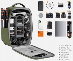 Plecak Fotograficzny Foto Na Aparat Lustrzankę Dslr Do Canon Nikon Sony / K&f / Kf13.134v3 Zielony 7
