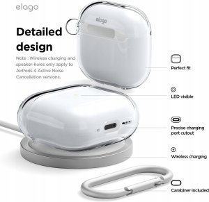 Elago AirPods 4 TPU Shell Case - etui z karabińczykiem do AirPods 4 przeźroczyste - Gwarancja bezpieczeństwa. Proste raty. Bezpłatna wysyłka od 170 zł. 4