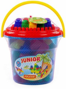 Polesie 24378 Klocki Junior 57 elementów w niebieskim wiaderku Maxi z pokrywką 1