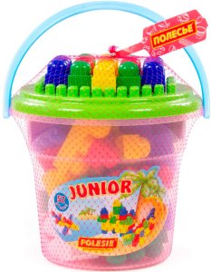 Polesie 24385 Klocki Junior 57 elementów w różowym wiaderku Maxi z pokrywką 1