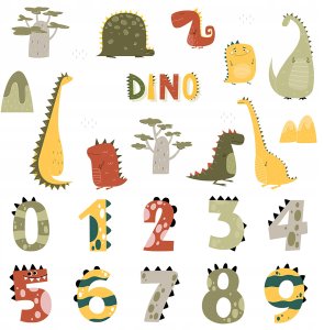SIPO-WS63049 NAKLEJKI NA ŚCIANĘ CYFRY     DINO 1