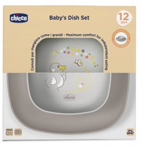 CHICCO-1600235-ZESTAW 2TALERZY SZARY      12M+ 1