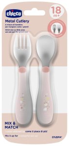 Chicco CHICCO-1610215-SZTUĆCE METALOWE 18M+      PINK 2
