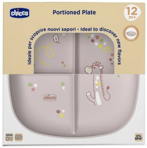 CHICCO-1600315- 3-DZIELNY TALERZ RÓŻOWY   8M+ 2