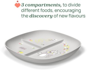 CHICCO-1600315- 3-DZIELNY TALERZ RÓŻOWY   8M+ 3