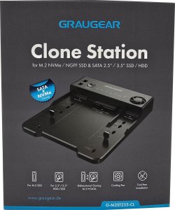 GRAUGEAR Klonstation für M.2 NVMe/SATA SSDds & 2,5"/3,5" HDD 3
