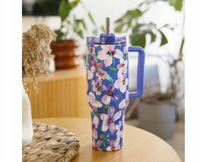 Quokka Stream - Kubek termiczny ze stali nierdzewnej 1200 ml ze słomką (Flower Dusk) 2