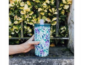 Quokka Mist - Kubek termiczny ze stali nierdzewnej 720 ml ze słomką (Violet Blooms) 2