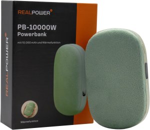 RealPower Powerbank PB-10000W,10.000mAh,grün,Wärmefunktion 2