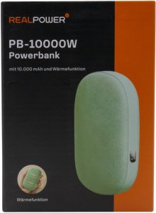 RealPower Powerbank PB-10000W,10.000mAh,grün,Wärmefunktion 3