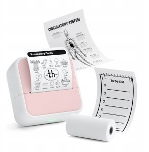 Drukarka Termiczna Bluetooth Do Zdjęć Naklejek Notatek Etykiet 53mm 203dpi / S1 / Różowy 1