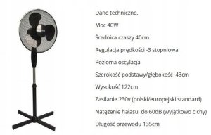 VOLTENO WENTYLATOR PODŁOGOWY BIAŁY 40cm PODSTAWA KRZYŻAK 2