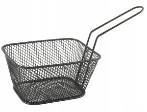 KOSZYCZEK DO SERWOWANIA FRYTEK PRZEKĄSEK MINI STALOWY KOSZYCZEK CZARNY 1