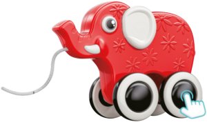 LeanToys Słonik Zabawka Do Ciągnięcia Na Sznurku Piszczałka Eko* Czerwony 3