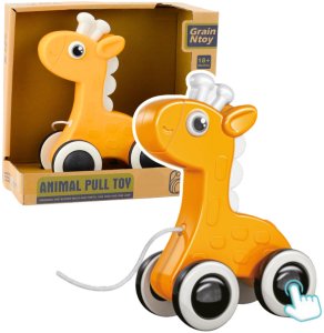 LeanToys Żyrafa Zabawka Do Ciągnięcia Na Sznurku Piszczałka Eko* Żółta 2