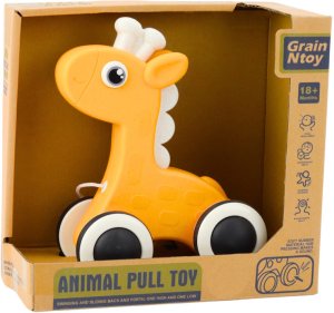 LeanToys Żyrafa Zabawka Do Ciągnięcia Na Sznurku Piszczałka Eko* Żółta 4