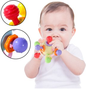 Gryzak Zabawka Sensoryczna Z Grzechotką Dla Niemowląt Kolorowa 3