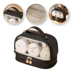 Kosmetyczka organizer na kosmetyki czarna dwupoziomowa 23x13,5x16cm KS115CZ 1