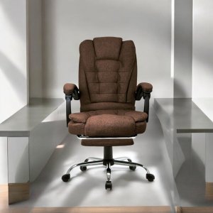 Fotel biurowy obrotowy BOSS z podnóżkiem - brązowy MATERIAŁ KO22BR-MAT 3