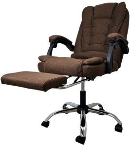 Fotel biurowy obrotowy BOSS z podnóżkiem - brązowy MATERIAŁ KO22BR-MAT 4
