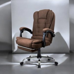 Fotel biurowy obrotowy BOSS z podnóżkiem - brązowy MATERIAŁ KO22BR-MAT 8