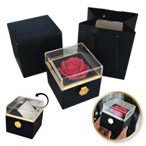 Pudełeczko Walentynkowe Rose Treasure Box na biżuterię mydlana Wieczna Róża Obrotowe PDOZ26CZ 1