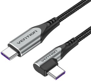 Kabel kątowy USB Vention TAKHF USB-C do USB-C 5A (szary) 1