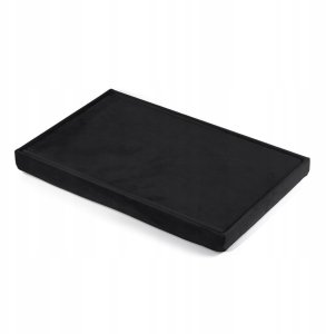 Pufa składana XL z guzikami - 60x38x38cm aksamit czarna 3