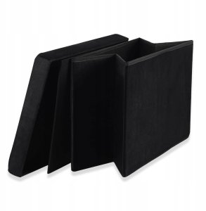 Pufa składana XL z guzikami - 60x38x38cm aksamit czarna 4