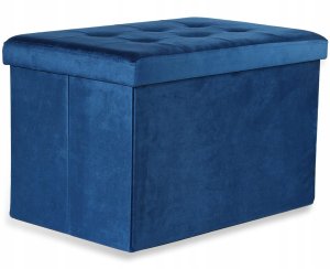 Pufa składana XL z guzikami - 60x38x38cm aksamit granat 1