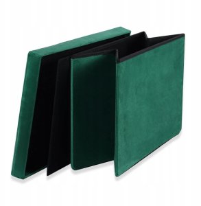 Pufa składana XL z guzikami - 60x38x38cm aksamit zielona 4
